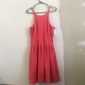 Calvin Klein Pink Pleated Halter Neck Dress